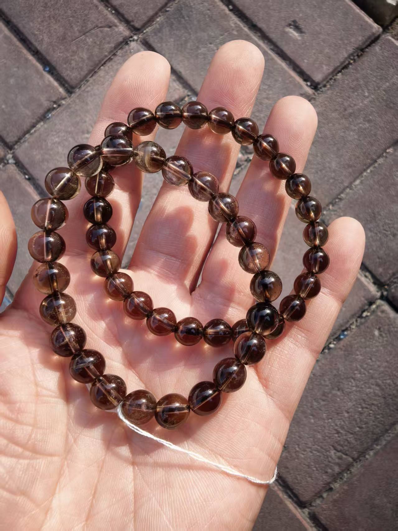 Natural Smoky Quartz Bracelet Crystal Healing Stretch Gemstone Gift for Him/Her
